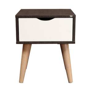 Artigo Engineered Wood Bedside Table - Dark Brown & White