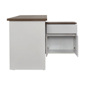 TADesign Alfie Engineered Wood Office Desk in Grey Oak & White Color