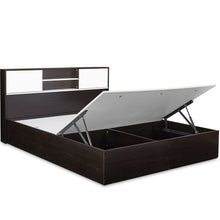 Load image into Gallery viewer, TADesign Della Queen Size Hydraulic Storage Bed with Headboad Storage in Walnut &amp; White Color
