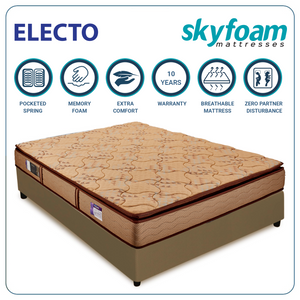 Skyfoam Electo Memory Foam Soft Comfort for Body Pain with Zero Partner Disturbance Pocket Spring Mattress in Beige Color