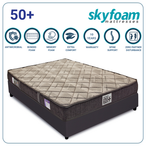 Skyfoam 50+ Gel Foam Medium Soft Comfort Orthopedic Bonded Foam Mattress in Grey Color