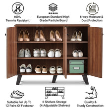 Load image into Gallery viewer, TADesign Paxton 3 Door Shoe Cabinet in Walnut Color
