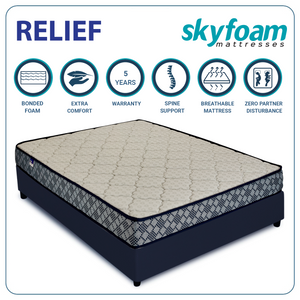 Skyfoam Relief Firm Comfort with Zero Partner Disturbance Orthopedic Bonded Foam Mattress in White Color