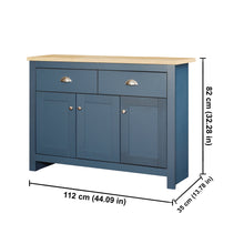 Load image into Gallery viewer, TADesign Carden Side Board in Euro Oak &amp; Aqua Blue Color
