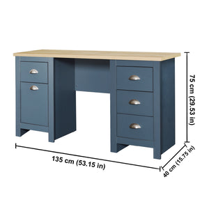 TADesign Carden Desk in Euro Oak & Aqua Blue Color