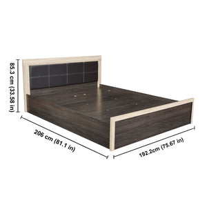 TADesign Laurel King Bed with Hydraulic & Box Storage in Dark Brown & White Oak Color