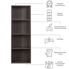 Load image into Gallery viewer, TADesign Muo-6019 4 Shelves Multipurpose Storage Bookshelf in Dark Walnut Color
