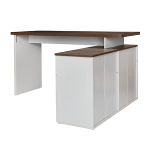 TADesign Alfie Engineered Wood Office Desk in Grey Oak & White Color