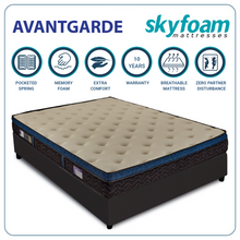 Load image into Gallery viewer, Skyfoam Avant Garde Memory Foam Soft Comfort for Body &amp; Joint Pain with Zero Partner Disturbance Pocket Spring Mattress in White Color
