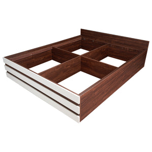 TADesign Brianna Queen Size Bed without Storage in English Oak Brown & White Color