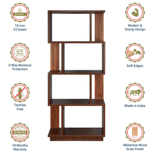 Load image into Gallery viewer, TADesign Cassidy 4 Tier Book Shelf in English Oak Brown &amp; English Oak Red Color
