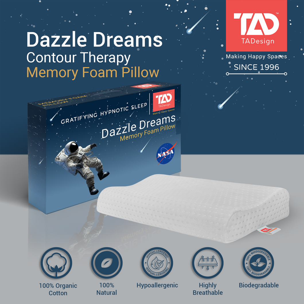 TADesign Dazzle Dreams Memory Foam Contour Pillow