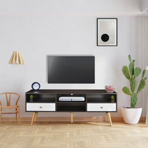 TADesign Rio 2D TV Unit in Dark Walnut & Glossy White Color
