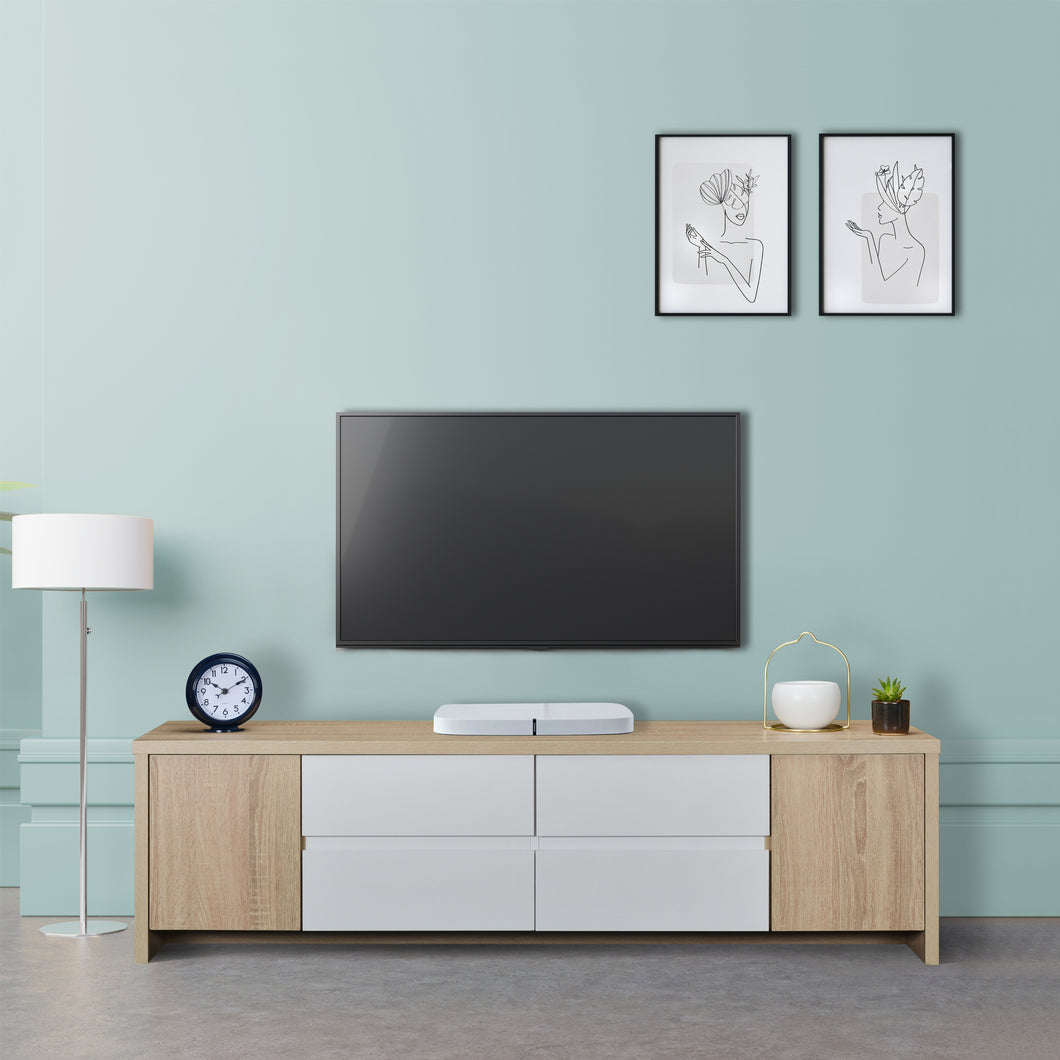 TADesign Fusion TV Unit in Matte Sonoma Oak & Glossy White Color