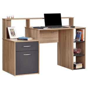 TADesign Duncan Study Table & Office Desk in Natural Oak & Dark Grey Color
