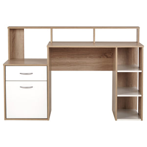 TADesign Duncan Study Table & Office Desk in Natural Oak & White Color