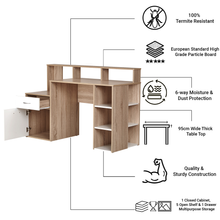 Load image into Gallery viewer, TADesign Duncan Study Table &amp; Office Desk in Natural Oak &amp; White Color

