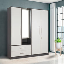 Load image into Gallery viewer, TADesign Electa 4 Door Wardrobe with Mirror in Slate Grey &amp; White Color
