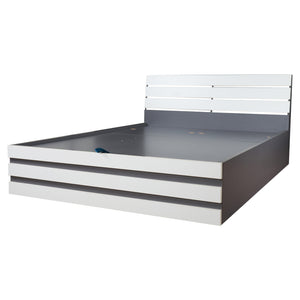 TADesign Electa Queen Size Hydraulic Storage Bed in Slate Grey & White Color