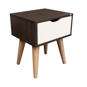 Artigo Engineered Wood Bedside Table - Dark Brown & White