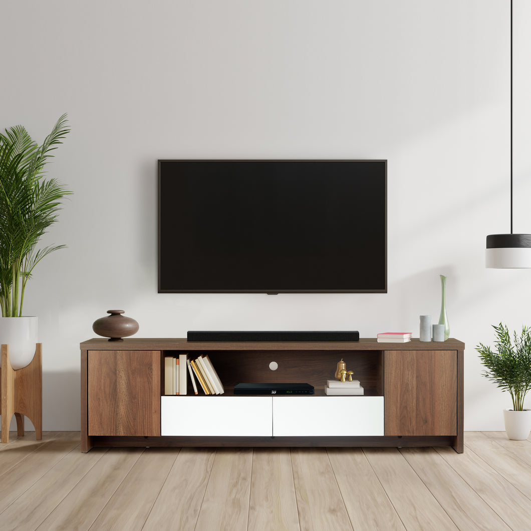Fusion TV Cabinet & Home Entertainment Unit in Walnut & Glossy White Finish