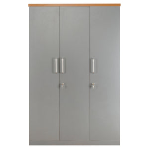 TADesign Gemma 3 Door Wardrobe in English Oak Red & Slate Grey Color