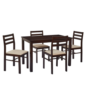 TADesign Joyce 4 Seater Solid Wood Dining Set in Cappuccino & Beige Color