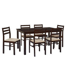 Load image into Gallery viewer, TADesign Joyce 6 Seater Solid Wood Dining Set in Cappuccino &amp; Beige Color
