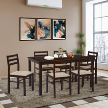 Load image into Gallery viewer, TADesign Joyce 6 Seater Solid Wood Dining Set in Cappuccino &amp; Beige Color
