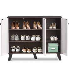 Load image into Gallery viewer, TADesign Paxton 3 Door Shoe Cabinet in Dark Walnut &amp; White Color
