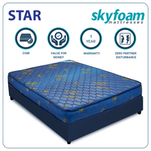 Load image into Gallery viewer, Skyfoam Star Medium Firm Comfort with Zero Partner Disturbance Orthopedic Coir Mattress in Blue Color
