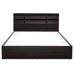 TADesign Tonja Queen Size Box Storage Bed with Headboad Storage in Walnut Color