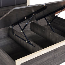 Load image into Gallery viewer, TADesign Laurel Queen Bed with Hydraulic &amp; Box Storage in Dark Brown &amp; White Oak Color
